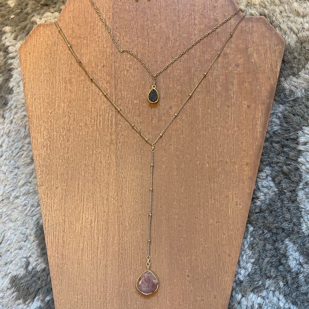 Nordstrom Gold and Pink Multi-Layered Necklace